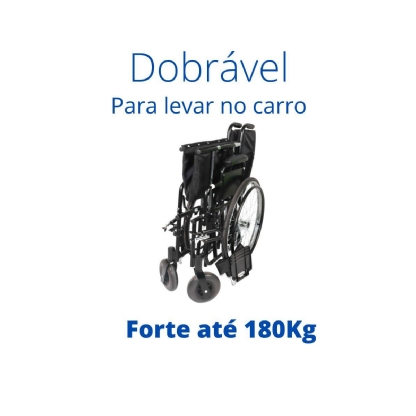 Cadeira de Rodas Obeso Dobrável D500 180kg 62cm Dellamed 